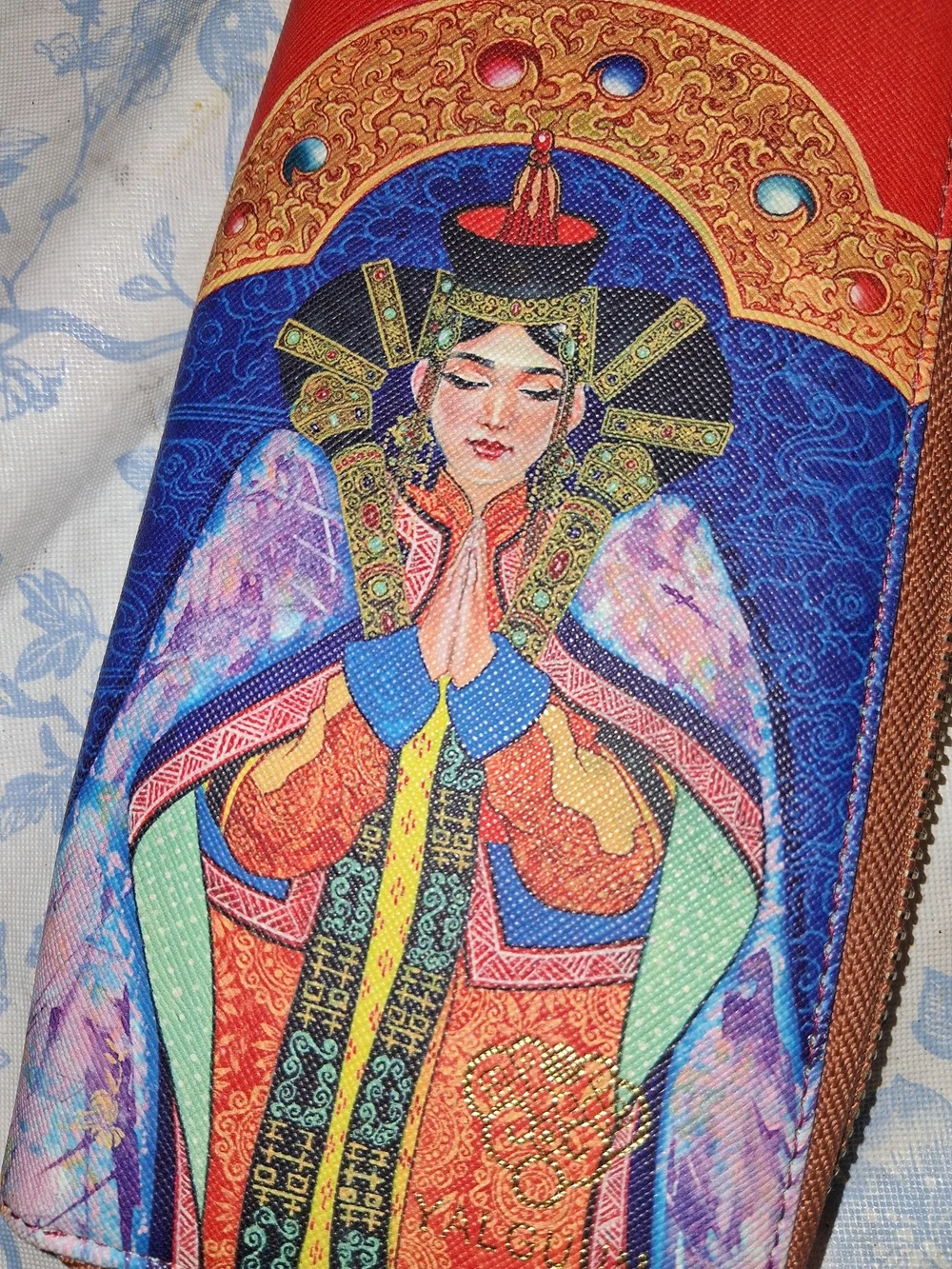 Women's Zip Wallet - Vibrant Blue & Red Artistic Print
